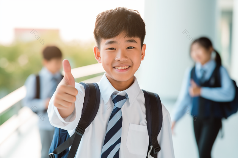 幸福开心的黑色头发青少年男学生点赞手势,高清,摄影图,摄影图片,图片大全,摄影图免费下载